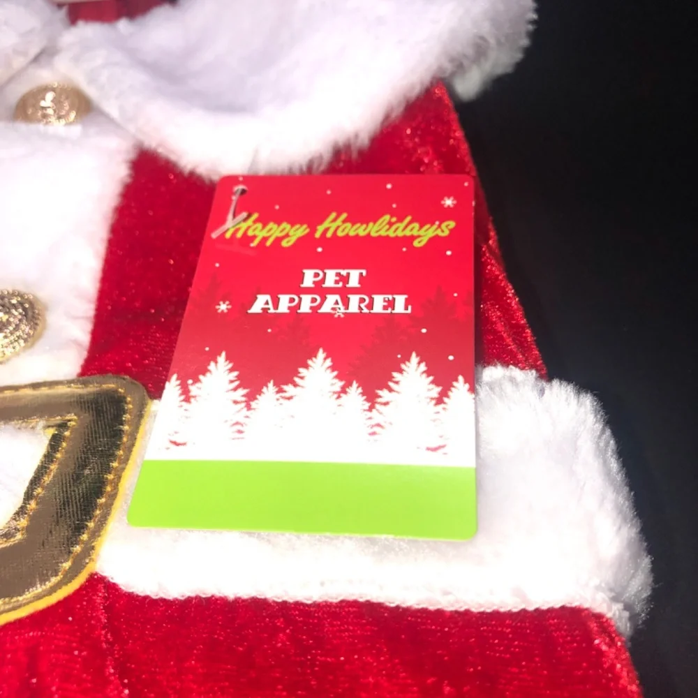Happy Holidays PET APPAREL Santa Suit Outfit  -Size Small  Cat Dog Dog Clothes